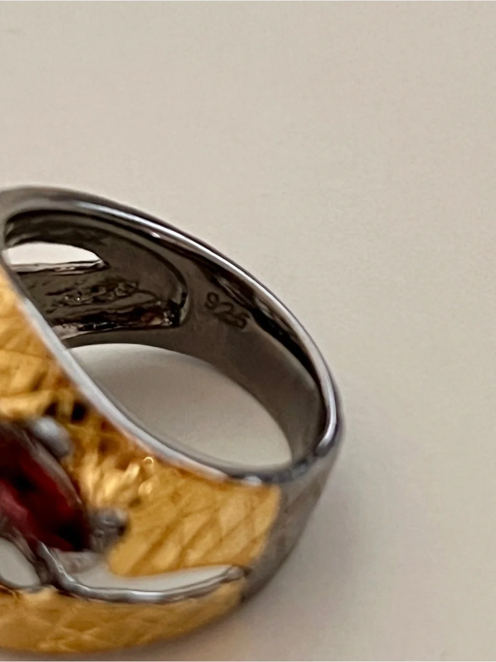 Rhodium Plated 925 Sterling Silver Statement Ring Approx Sz 6.5